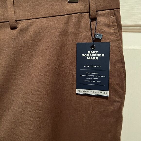 NWT Men's Hart Schaffner Marx New York Fit Wool Dress Pants Brown Size 42 - Picture 4 of 6